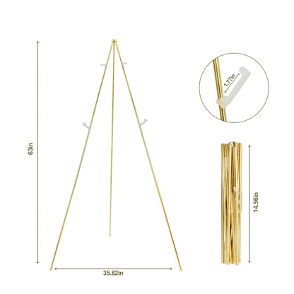 Gold Easel Sign Poster Stand Rental -  63''