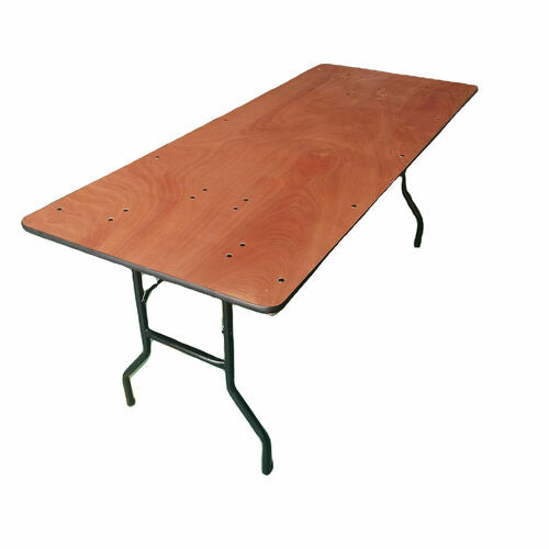 72 inch rectangle wood banquet table with folding legs for rent