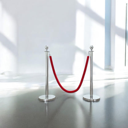 Chrome Stanchions Rental - Red Velvet Rope (2 Poles + 1 Rope) (Copy)
