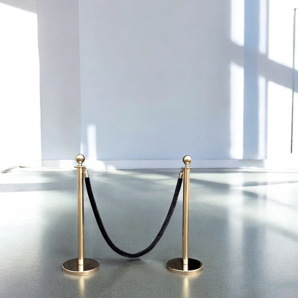 Brass Stanchions Black Velvet Rope (2 Poles + 1 Rope) - Rental (Copy)