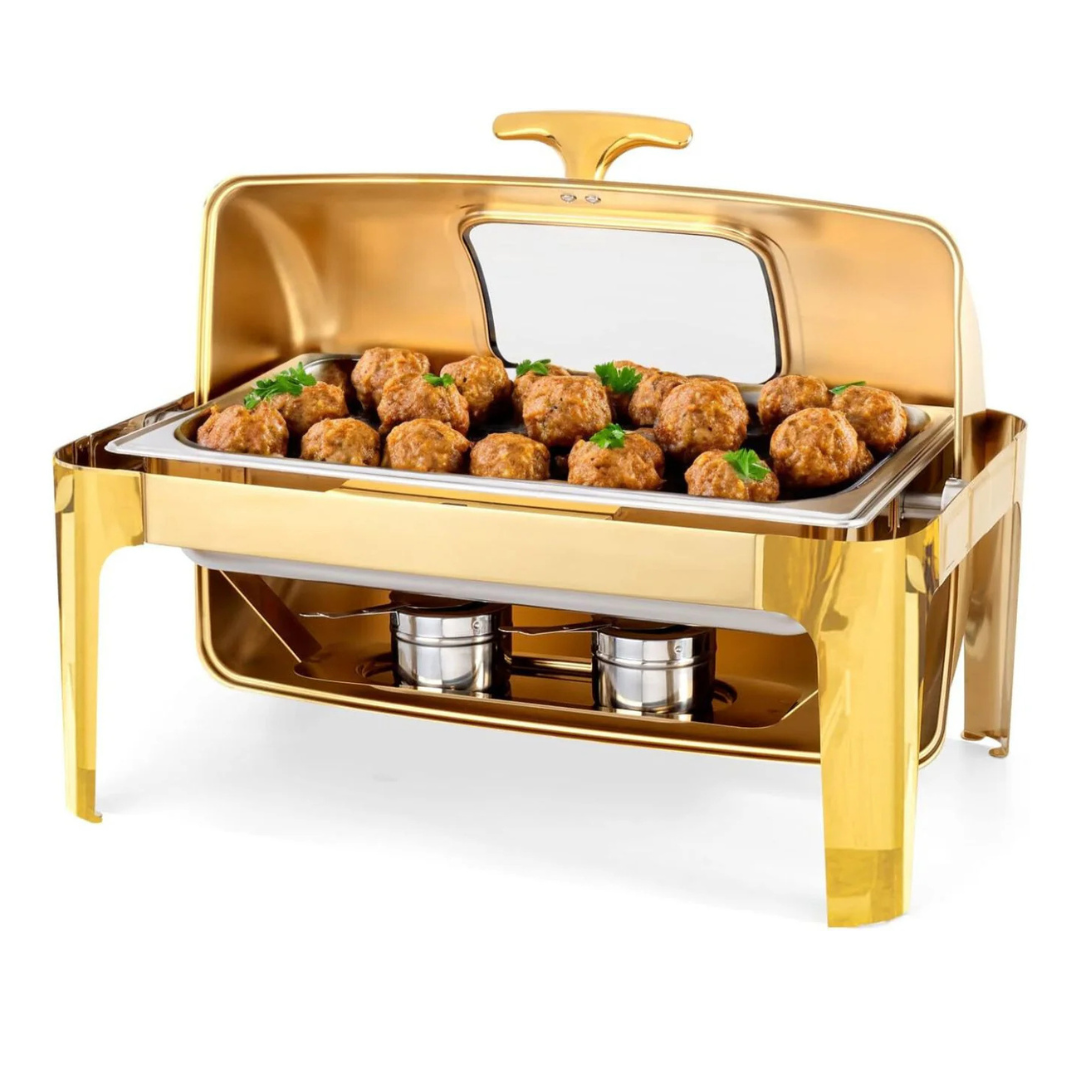 gold chafing dish food warmer rental