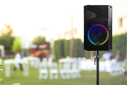 Indoor outdoor party speaker for rent. Wireless, bluetooth, mic and stand