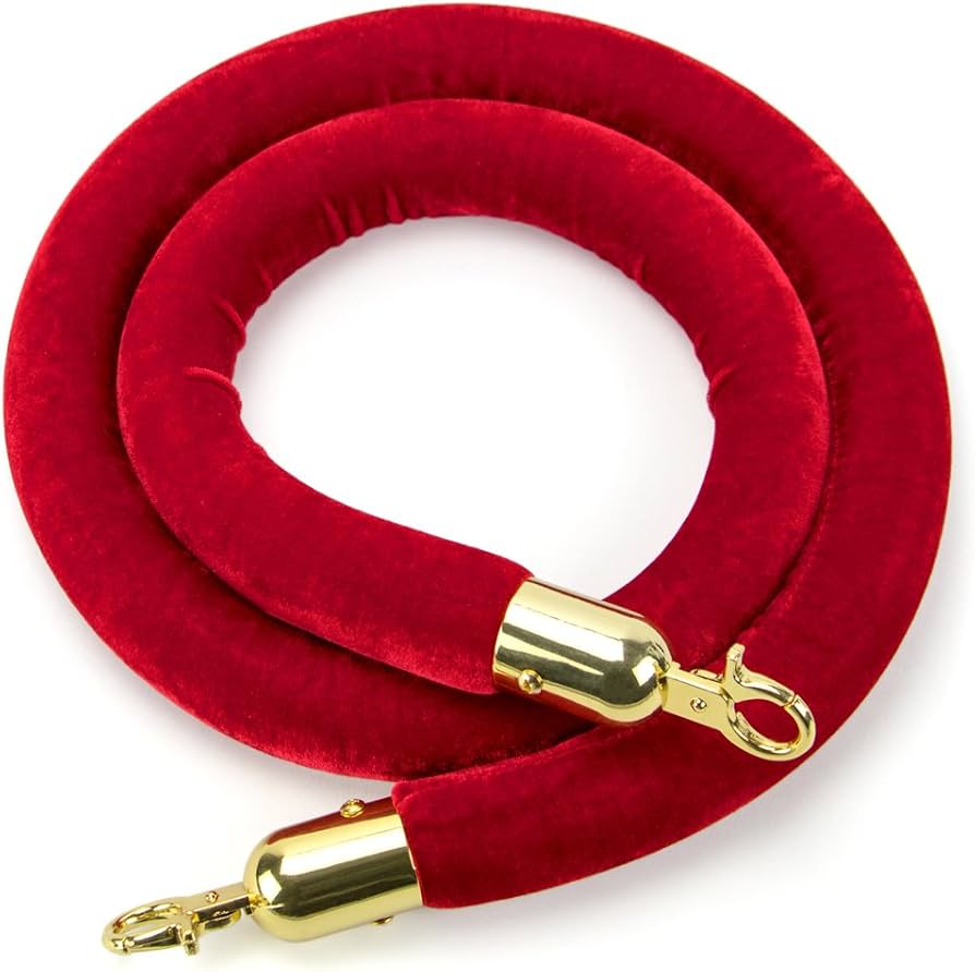 Red Velvet Rope with Gold Clips Rental