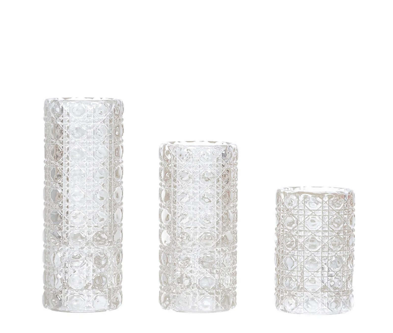 Wildly Custom Clear Glass Taper Candle Holders with Gemstone Pattern, Dual Sided Crystal Cylinder Tealight Candle Stick Stand - 3",4",5.5"