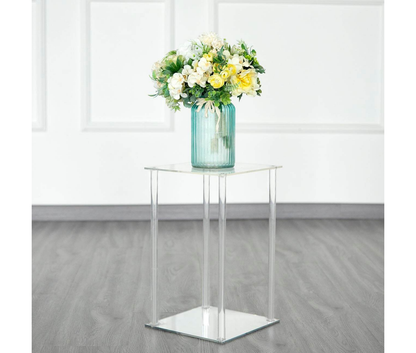 Wildly custom Acrylic Floor Vase Flower Clear with Square Mirror Base - Stylish Wedding Column Centerpiece