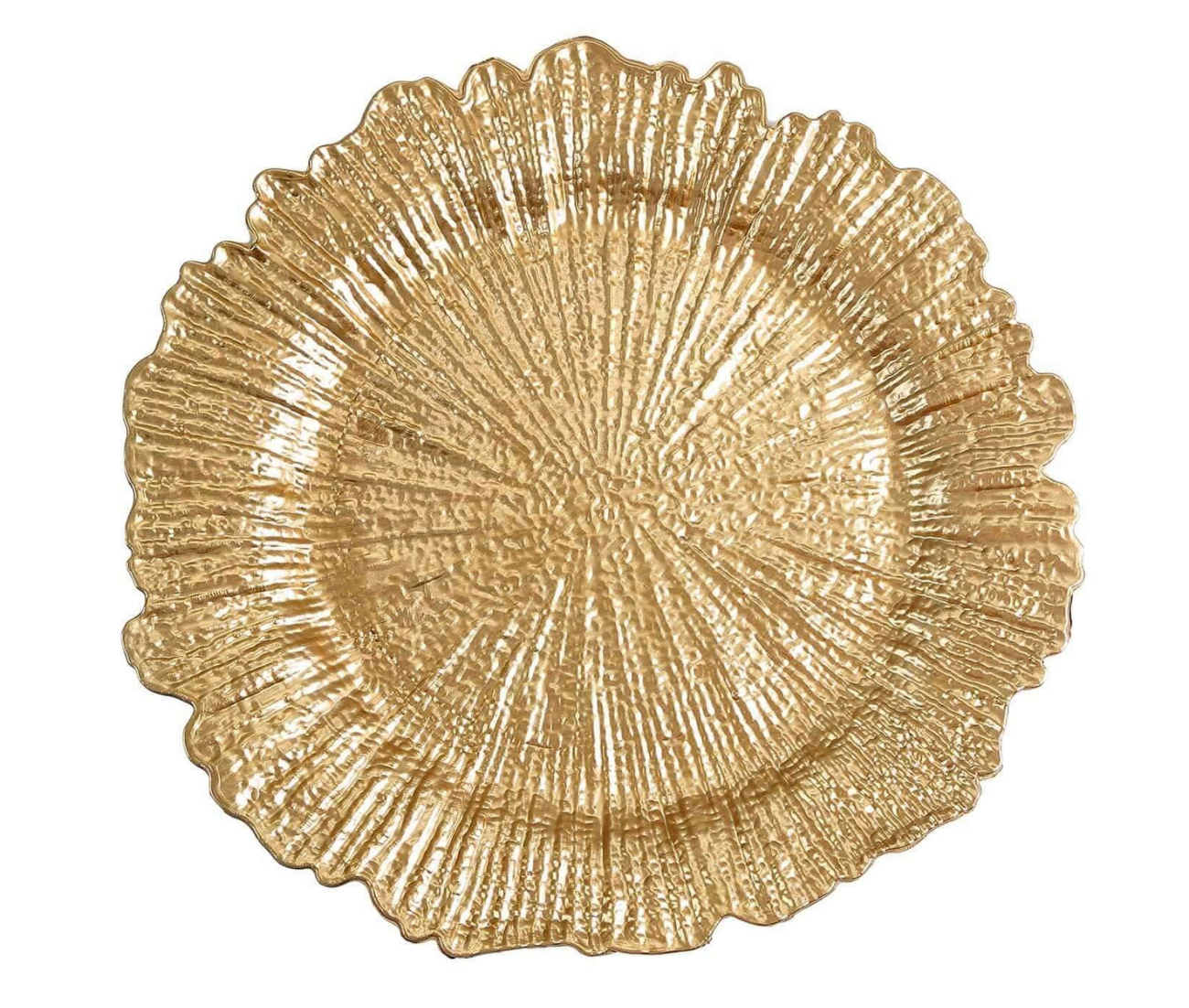 Acrylic Plastic Charger Plates 13" Round Gold Reef Design - Decorative Dinner Charger Tableware