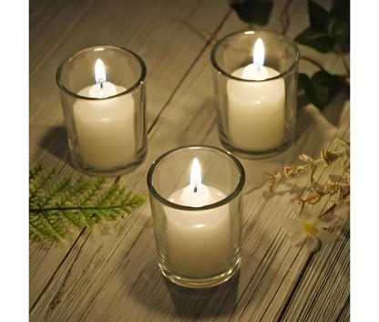 Wildly Custom Clear Glass Votive Candle Holder Set, Tealight Holders 2.5"