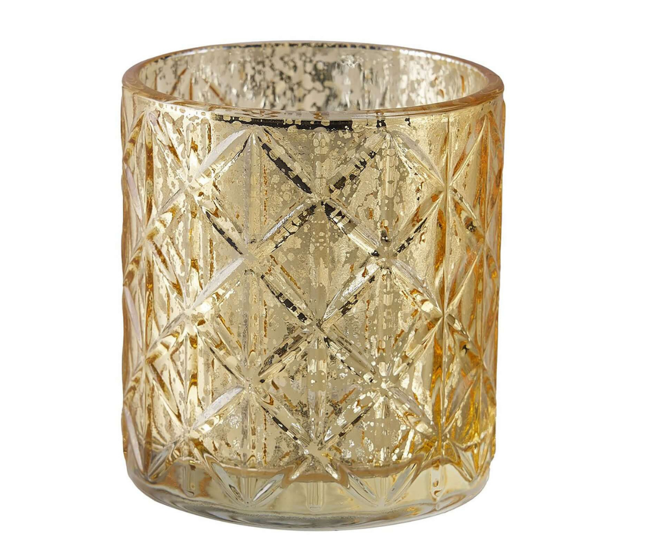 wildly custom Shiny gold Mercury Glass Candle Holders, Votive Tealight Holders - Geometric Design 3"